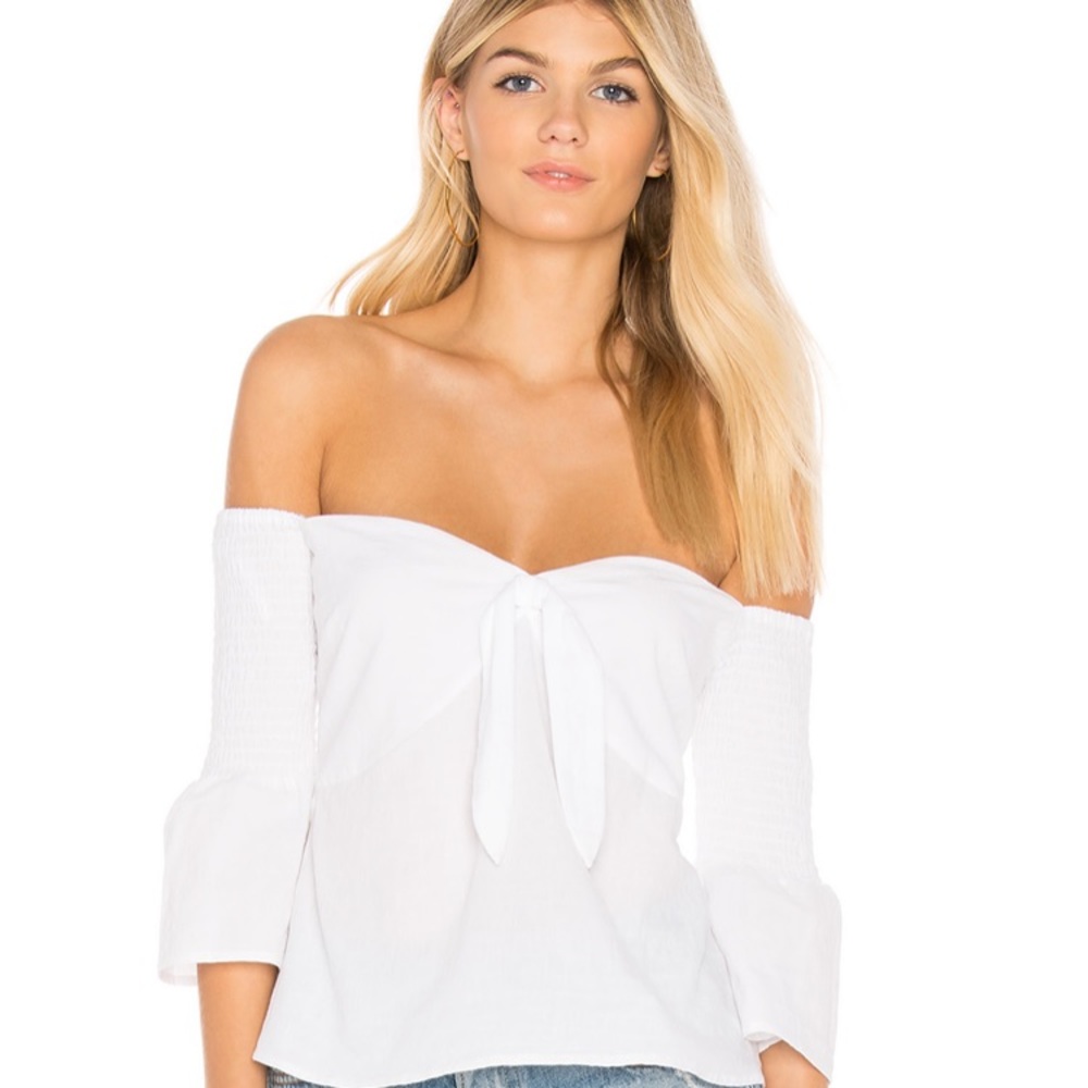 MinkPink White off the shoulder top